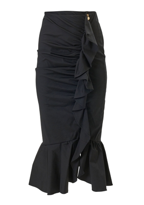 Carolina Herrera Ruched Stretched-Cotton Pencil Skirt - Moda Operandi
