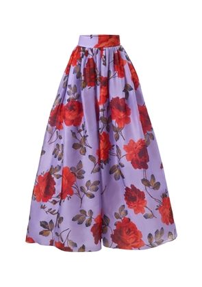 Carolina Herrera Mid-Rise Stemmed-Rose-Printed Crepe Ball Skirt - Moda Operandi