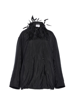 Brandon Maxwell The Larkin  Feather-Trimmed Silk-Blend Jacket - Moda Operandi