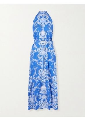 Borgo de Nor - Biba Floral-printed Cotton Maxi Dress - Blue - UK 6,UK 8,UK 10,UK 12,UK 14,UK 16