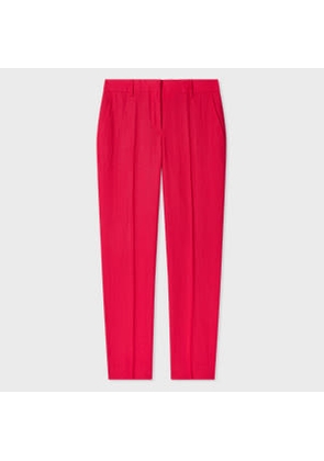 Paul Smith Women's Fuchsia Slim-Fit Linen Trousers Pink