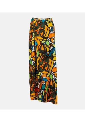 Christopher Esber Printed draped silk maxi skirt