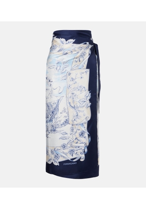Ferragamo Printed silk wrap skirt