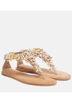 Balmain Embellished suede thong sandals
