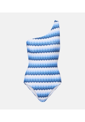 Melissa Odabash Madrid chevron one-shoulder swimsuit