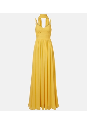 Elie Saab Embellished scarf-detail silk gown
