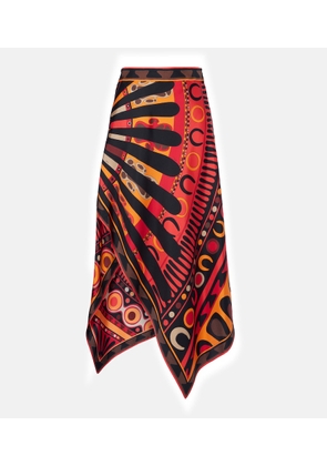 Pucci Soleil asymmetric silk twill midi skirt