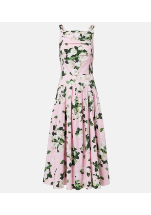 Carolina Herrera Floral pleated cotton-blend midi dress