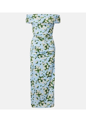 Carolina Herrera Floral ruched jersey midi dress