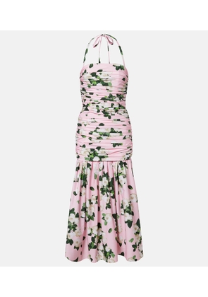 Carolina Herrera Floral ruched cotton-blend midi dress