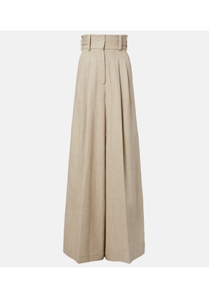 Elie Saab Linen and cotton canvas wide-leg pants