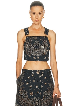 R13 Overall Bustier Top in Black Bandana - Black. Size XS (also in M).