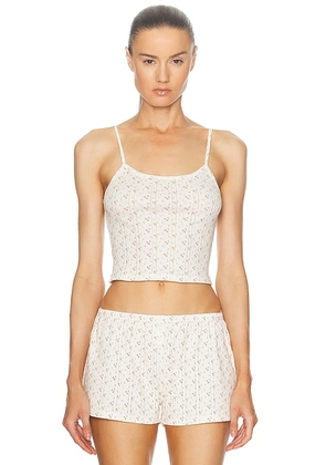 Cou Cou Intimates The Picot Tank Top in English Rose - Cream. Size S (also in ).