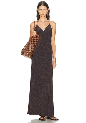 Matteau Low Back Halter Dress in Marrakesh - Brown. Size 4 (also in 1, 2, 3).