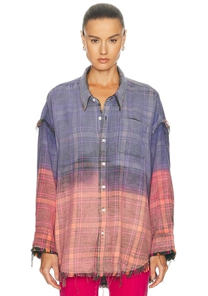 R13 Reversible Shredded Seam Drop Neck Shirt in Purple - Purple,Pink. Size L (also in XS, S, M).