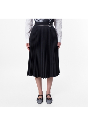 Burberry Pleated Wool-Blend Twill Midi Skirt, Brand Size 4 ( US Size 2 )