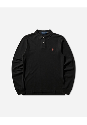 Men s Slim Fit Mesh Longsleeve Polo Black