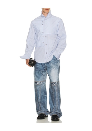Andersson Bell Stripe Layered Shirt in Baby Blue. Size L. Also in S, M.