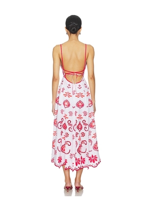 Charo Ruiz Ibiza Gardea Long Dress in White,Red. Size S. Also in L, M, XL.