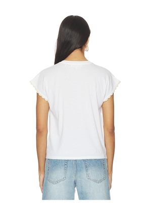 FRAME The Crochet Muscle Tee in White. Size XS. Also in S, M, L.