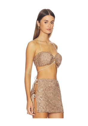 Kulani Kinis Strappy Ring Tie Crop Top in Brown. Size M. Also in XL.