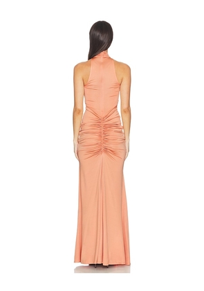 Lapointe Sleeveless Halter Ruched Gown in Coral. Size XS. Also in S, M, L.