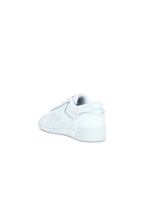 Reebok Freestyle Low Sneaker in Baby Blue. Size 6. Also in 6.5, 7, 7.5, 8, 8.5, 9, 9.5, 10.