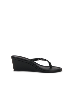 St. Agni Petit Belt Thong Wedge Sandal in Black. Size 37. Also in 38.