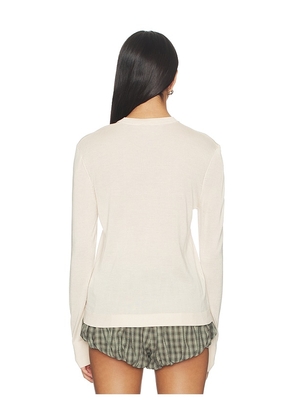 RENGGLI Crewneck Sweater in White. Size XXS. Also in XS, S, M, L, XL.