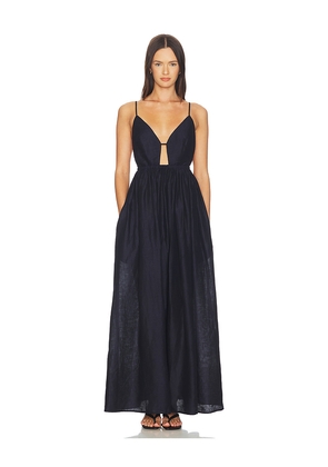 Susana Monaco Solid Linen Empire Waist Dress in Navy. Size XS. Also in S, M, L, XL.