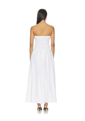 Susana Monaco Solid Linen Smocked Waist Tube Maxi Dress in White. Size XS. Also in M, S, XL.