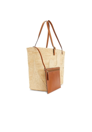 Tory Burch Ella Structured Straw Large Tote in Neutral.