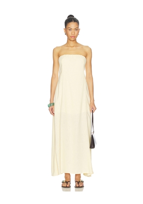 WeWoreWhat A Line Strapless Midi Dress in Yellow. Size S. Also in XS, M, L, XL.