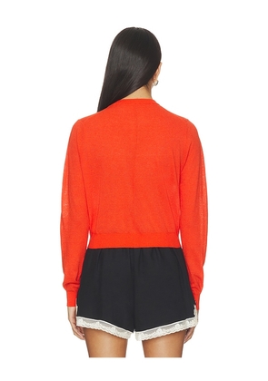 White & Warren Linen Blend Cardigan in Red. Size XS. Also in S, M.