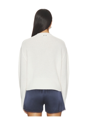 White & Warren Featherweight Cashmere Nautical Embroidered Sweater in White. Size XS. Also in S, M, L.