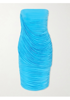 Alex Perry - Strapless Ruched Draped Stretch-jersey Midi Dress - Blue - UK 4,UK 6,UK 8,UK 10,UK 12