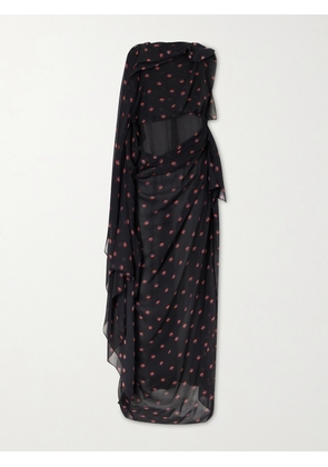 LIBEROWE - Floral-print Silk-chiffon Gown - Black - x small,small,medium,large,x large