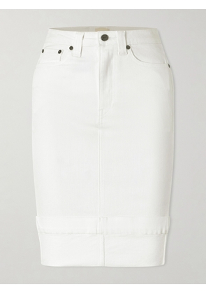 KHAITE - Kendra Denim Midi Skirt - White - 24,25,26,27,28,29,30,31,32
