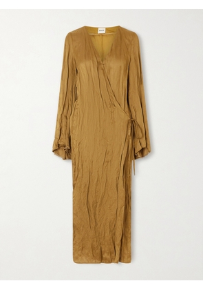 KHAITE - Rommi Crinkled-voile Midi Wrap Dress - Gold - US0,US2,US4,US6,US8,US10,US12