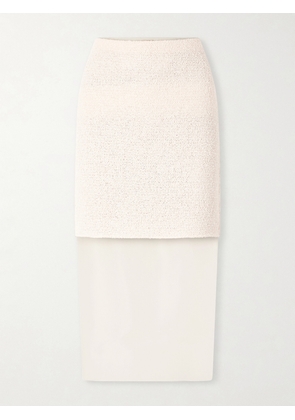 KHAITE - Sybil Layered Cotton-blend Bouclé And Organza Midi Skirt - Neutrals - US0,US2,US4,US6,US8,US10