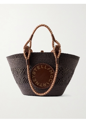 Stella McCartney - Small Vegetarian Leather-trimmed Raffia Tote - Black - One size