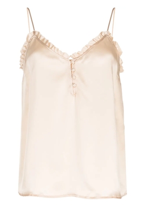 PAIGE ruffled-trim silk tank top - Neutrals