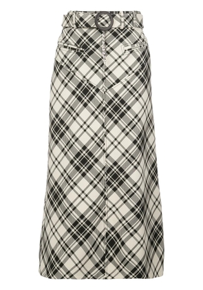 Ellery check belted A-line skirt - Black