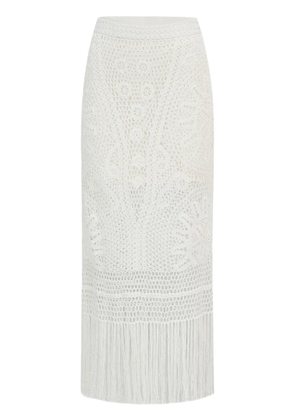Shanghai Tang open-knit straight skirt - White