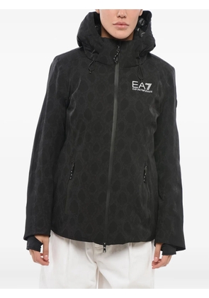 Giorgio Armani graphgic-print hooded jacket - Black