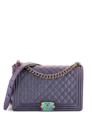 CHANEL Pre-Owned Boy Flap Bag Quilted Iridescent Goatskin New Medium shoulder bag - Purple