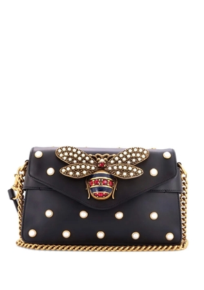 Gucci Pre-Owned Broadway Pearly Bee Embellished Leather Mini shoulder bag - Black