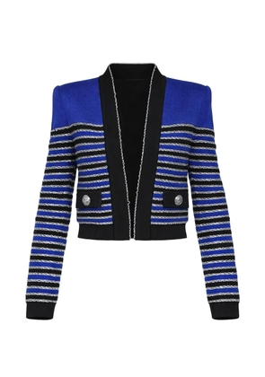 Balmain striped-knit jacket - Blue