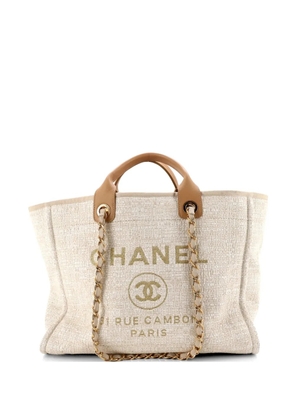 CHANEL Pre-Owned Deauville Raffia with Glitter Detail Medium tote bag - Neutrals