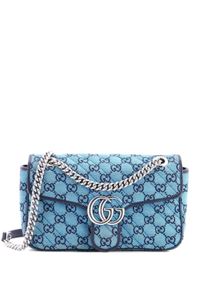 Gucci Pre-Owned GG Marmont Flap Bag Diagonal Quilted GG Canvas with Leather Small shoulder bag - Blue